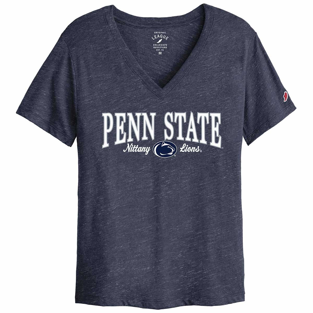 women's short sleeve navy heather v-neck t-shirt with Penn State Nittany Lions and Athletic Logo